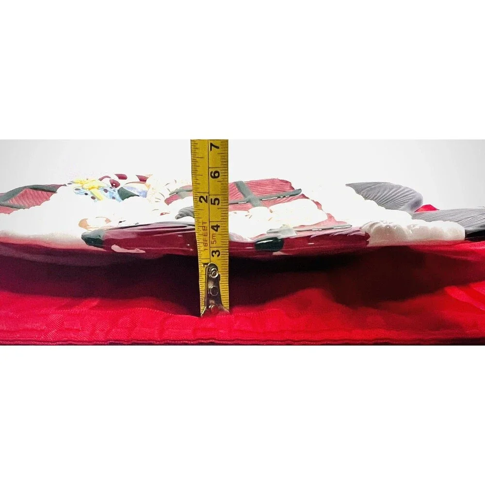 Vintage Jay Import Santa Cookie Platter 16” Ceramic Christmas Serving Tray Decor